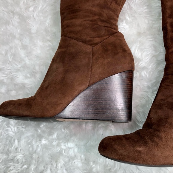 COLE HAAN NIKE WOMENS BROWN SUEDE WEDGE BOOT 9 - Picture 6 of 14